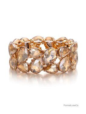 Art Deco Waterdrop Stretch Bangle Bracelet for Bride Wedding Costume